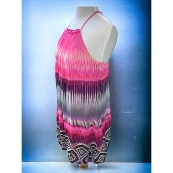 B Darlin sleeveless sheer lined hot pink beaded tie neck girls juniors 10 - Picture 5 of 10